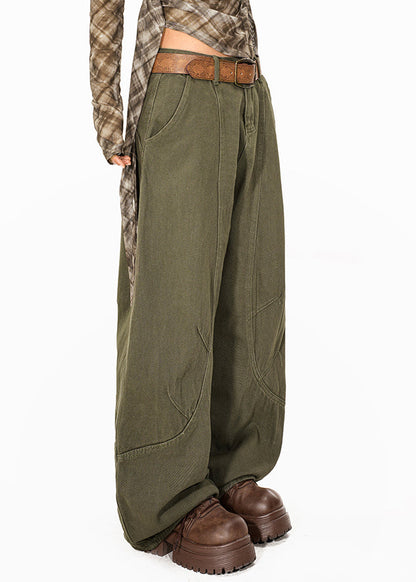 Women Green High Waist Pockets Straight Jeans