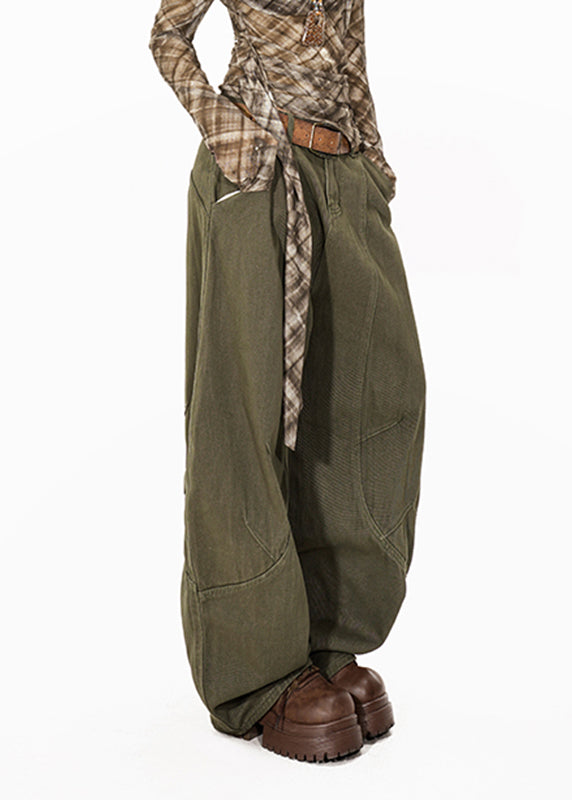 Women Green High Waist Pockets Straight Jeans