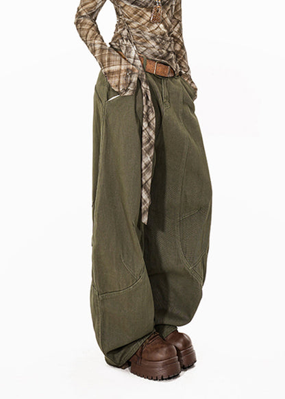 Women Green High Waist Pockets Straight Jeans