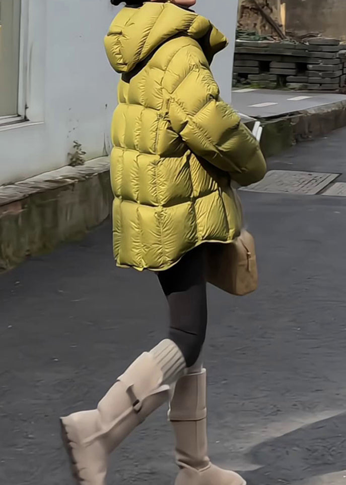 Abrigo de plumón de pato con capucha y cremallera para mujer, color verde, para invierno