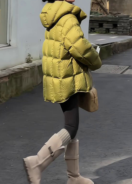 Abrigo de plumón de pato con capucha y cremallera para mujer, color verde, para invierno
