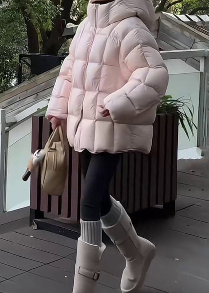 Abrigo de plumón de pato con capucha y cremallera para mujer, color verde, para invierno