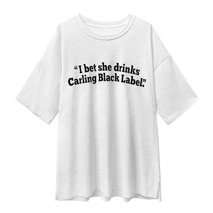 Women Green O-Neck Graphic Cotton Summer Top - SooLinen