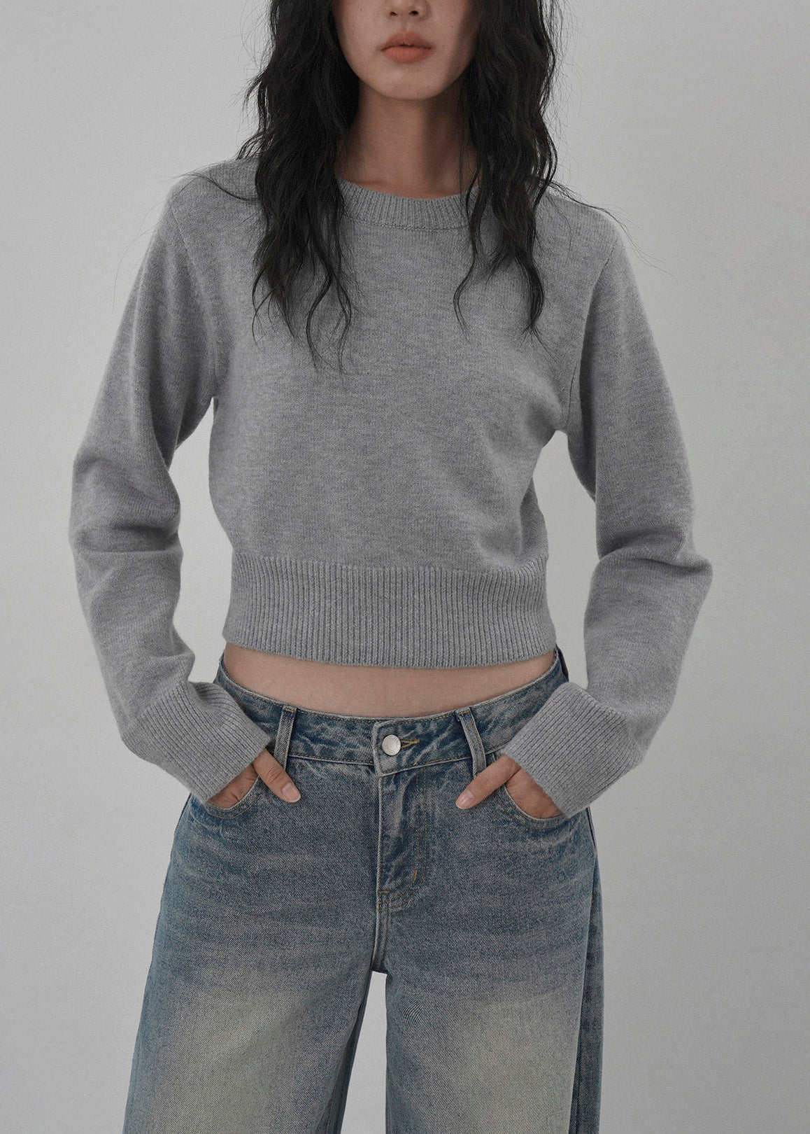 Women Green O Neck Knit Short Sweaters Tops Spring