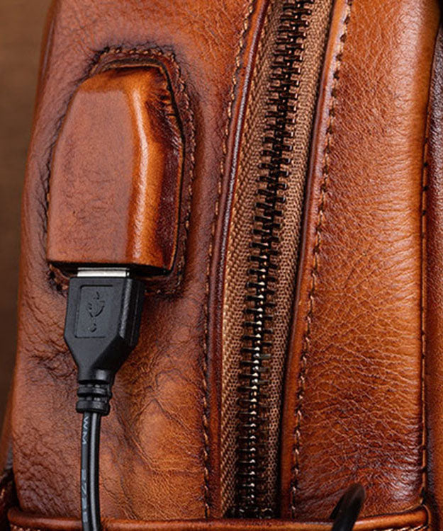 Damen Rucksack aus Kalbsleder mit grünem Aufdruck