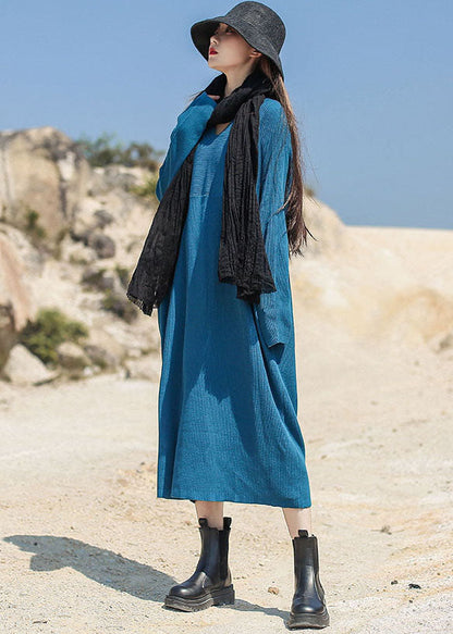 Frauen Grün V-ausschnitt Patchwork Stricken Maxi Kleid Frühling