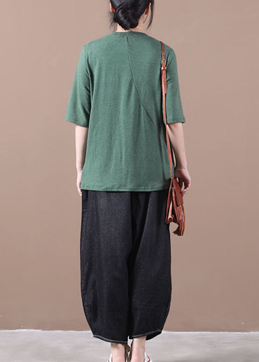 Damen Grüne Knitterblusen Halbarm