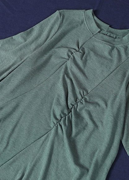 Damen Grüne Knitterblusen Halbarm