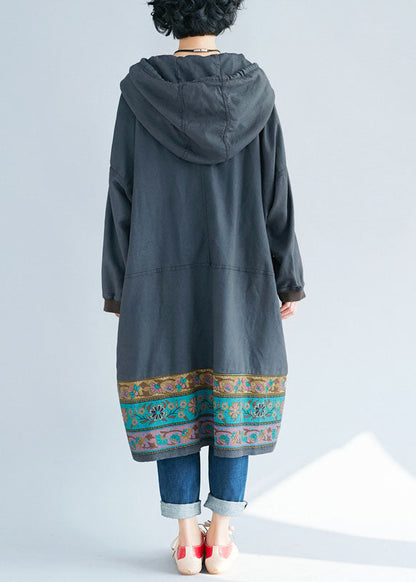 Frauen Grau Mit Kapuze Print Sweatshirts kleider Frühling