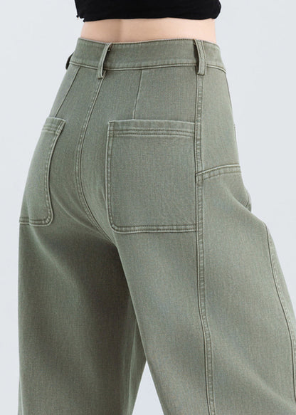 Women Grey Oversized Patchwork Denim Pants Spring