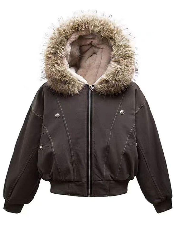 Damen Grau Oversized Patchwork Warm Fleece Hoodies Oberbekleidung Winter