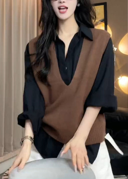 Damen Graue Kuschelige Warme Strickweste mit V-Ausschnitt Ärmellos