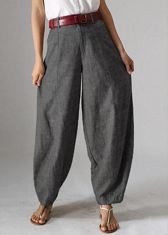 Women High Waist Button Solid Color Harem Pants with Pocket - SooLinen