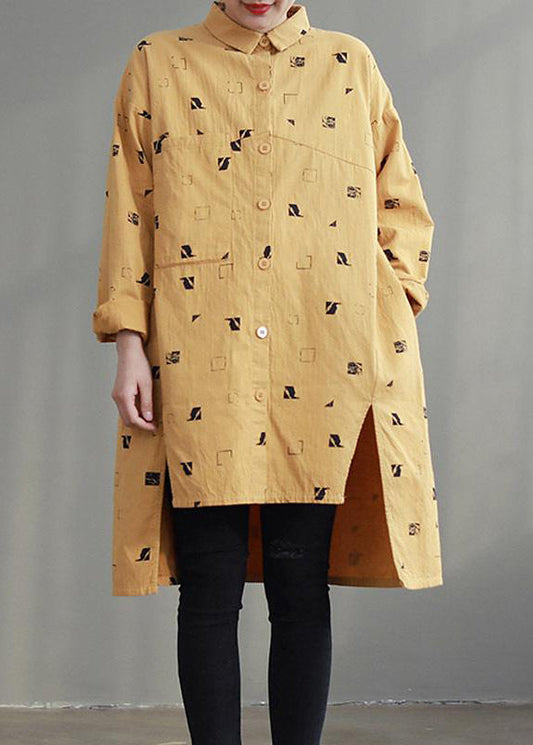 Damen Unregelmäßiges Muster Split Spring Loose Shirt