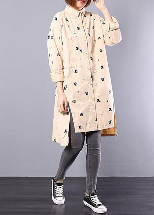 Damen Unregelmäßiges Muster Split Spring Loose Shirt