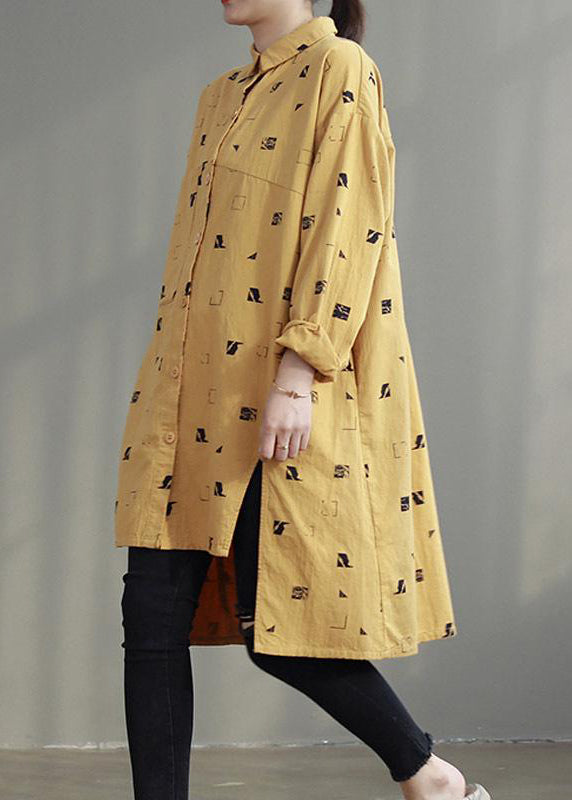 Damen Unregelmäßiges Muster Split Spring Loose Shirt