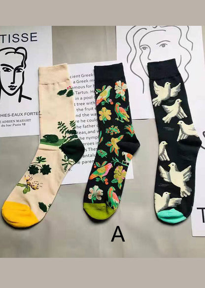 Damen Jacquard Paitings Baumwollsocken bis zur Mitte der Wade