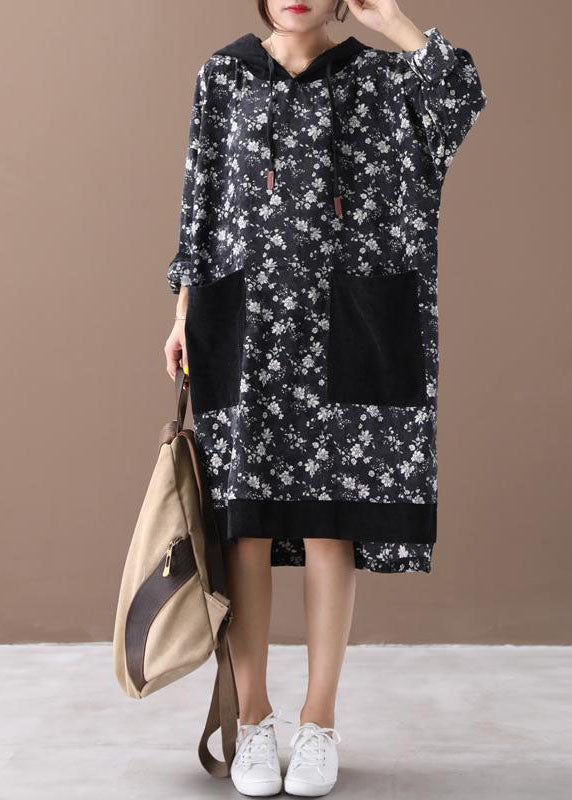 Frauen Khaki Mit Kapuze Print Cord Sweatshirts Kleider Frühling