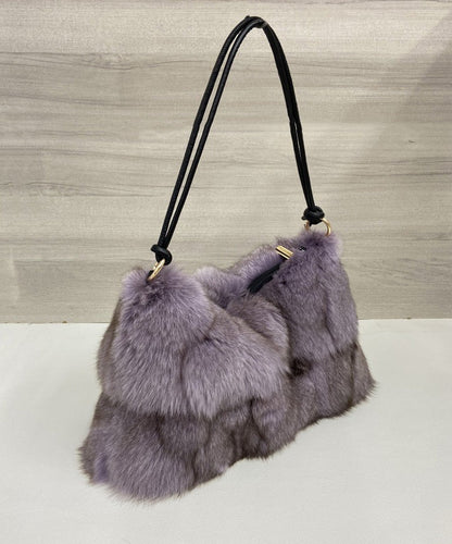 Women Khaki Large Capacity Fox Fur Patchwork Shoulder Bag