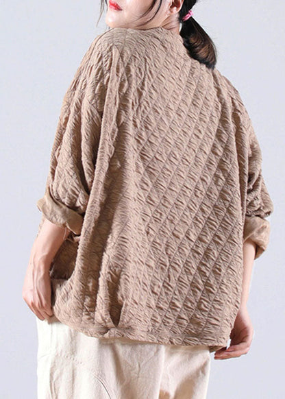 Damen Khaki Lose O-Ausschnitt Herbst Sweatshirt