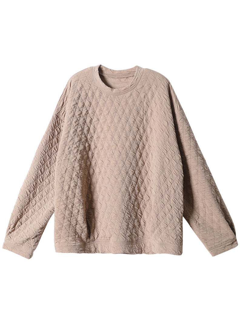 Damen Khaki Lose O-Ausschnitt Herbst Sweatshirt