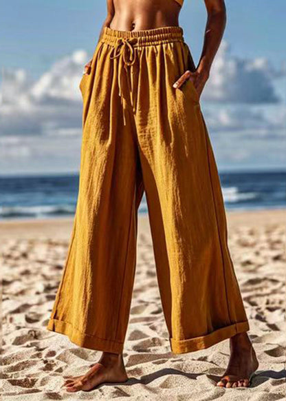 Damen Khaki Taschen Patchwork Krawatte Taille Crop Pants