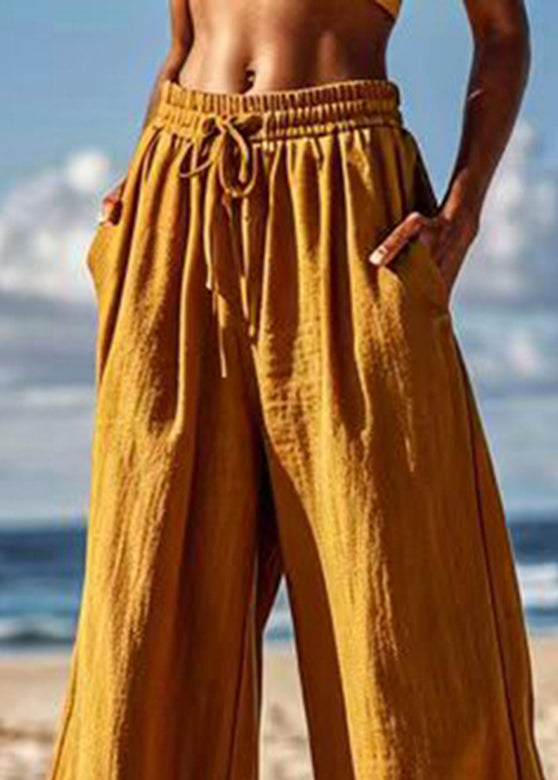 Damen Khaki Taschen Patchwork Krawatte Taille Crop Pants