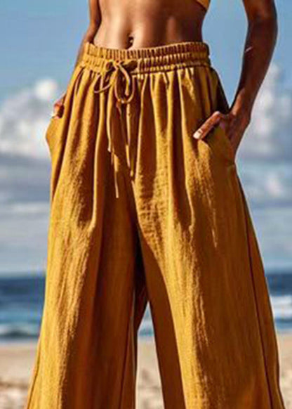 Damen Khaki Taschen Patchwork Krawatte Taille Crop Pants