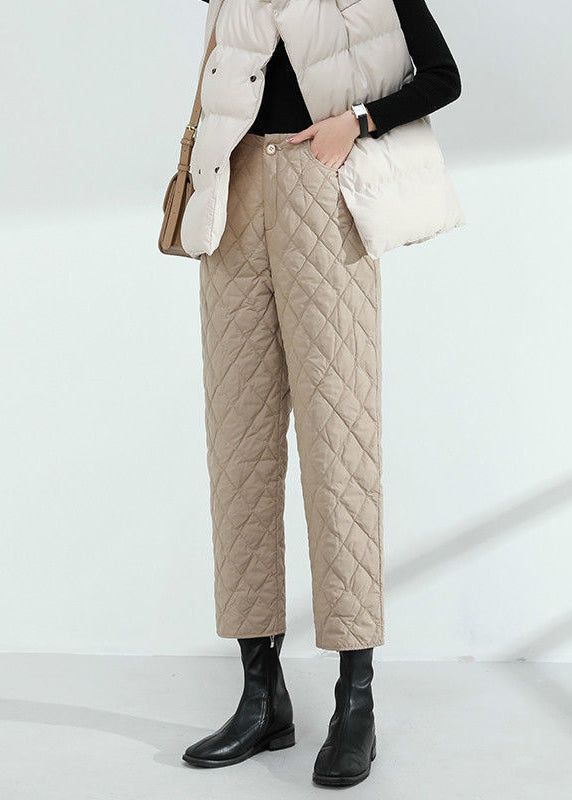 Damen Khaki Taschen Warme normale Winterhose