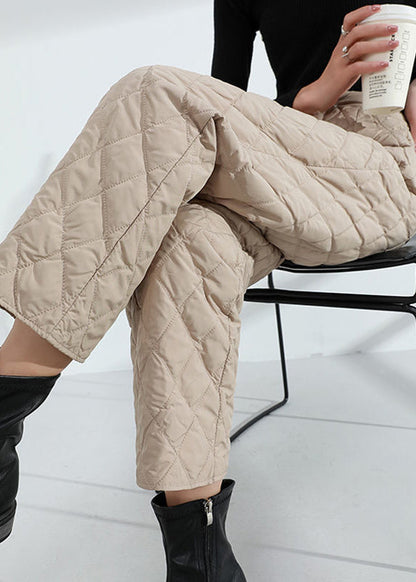 Damen Khaki Taschen Warme normale Winterhose