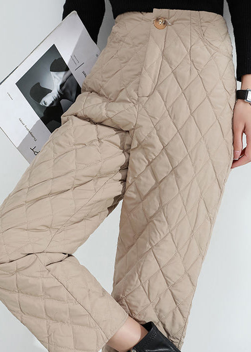 Damen Khaki Taschen Warme normale Winterhose