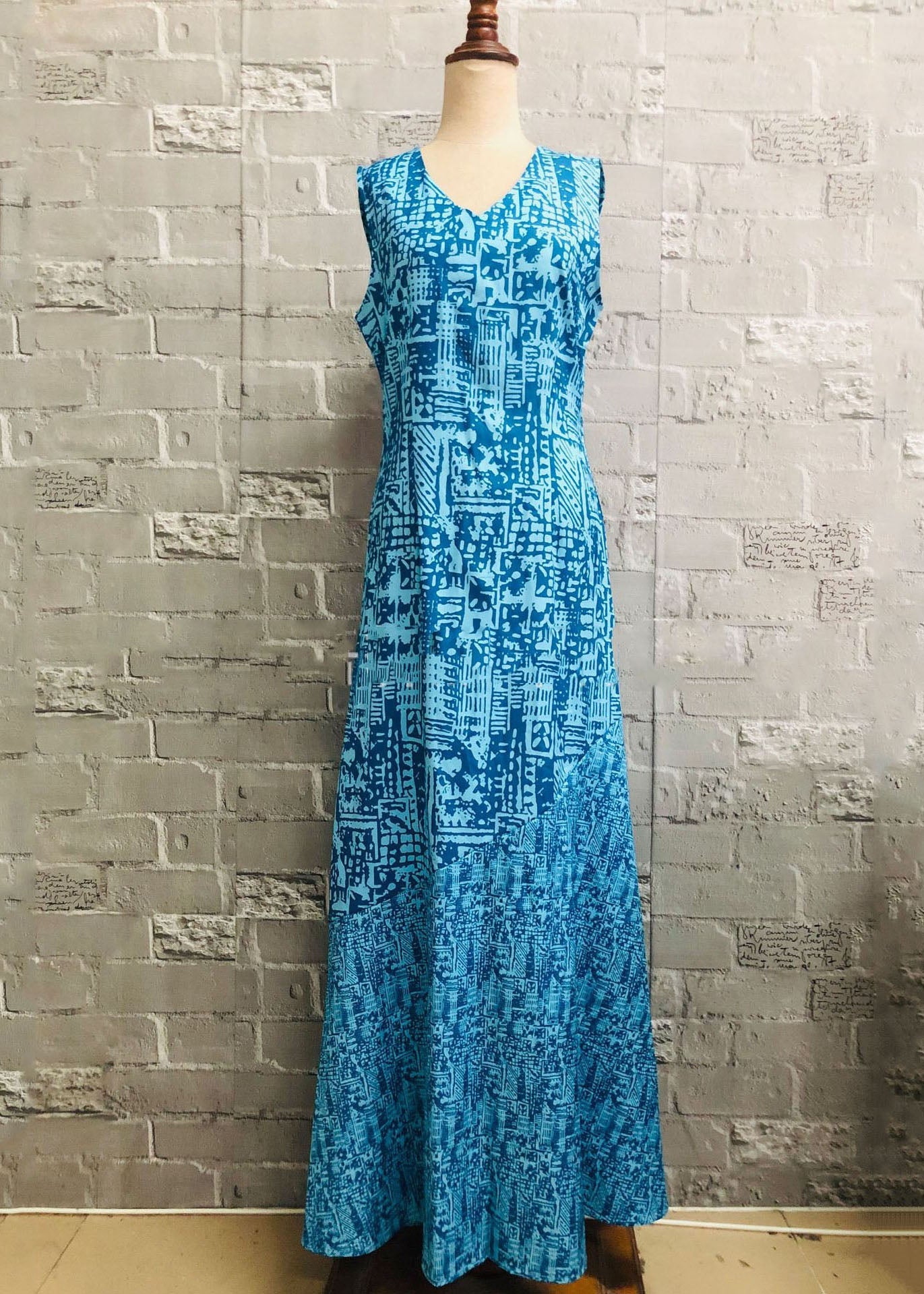 Frauen Khaki V-Ausschnitt Patchwork Print Party Langes Kleid Ärmellos