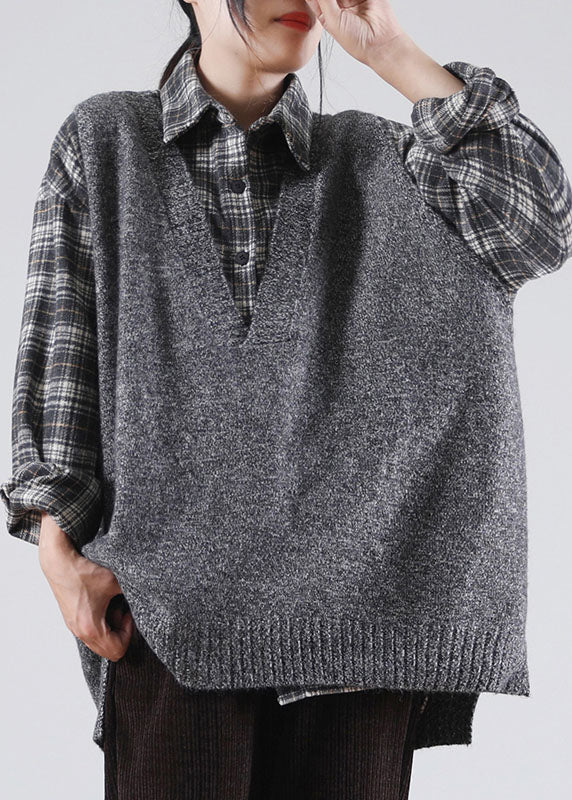 Damen Khaki V-Ausschnitt seitlich offen Ärmellose Strickweste