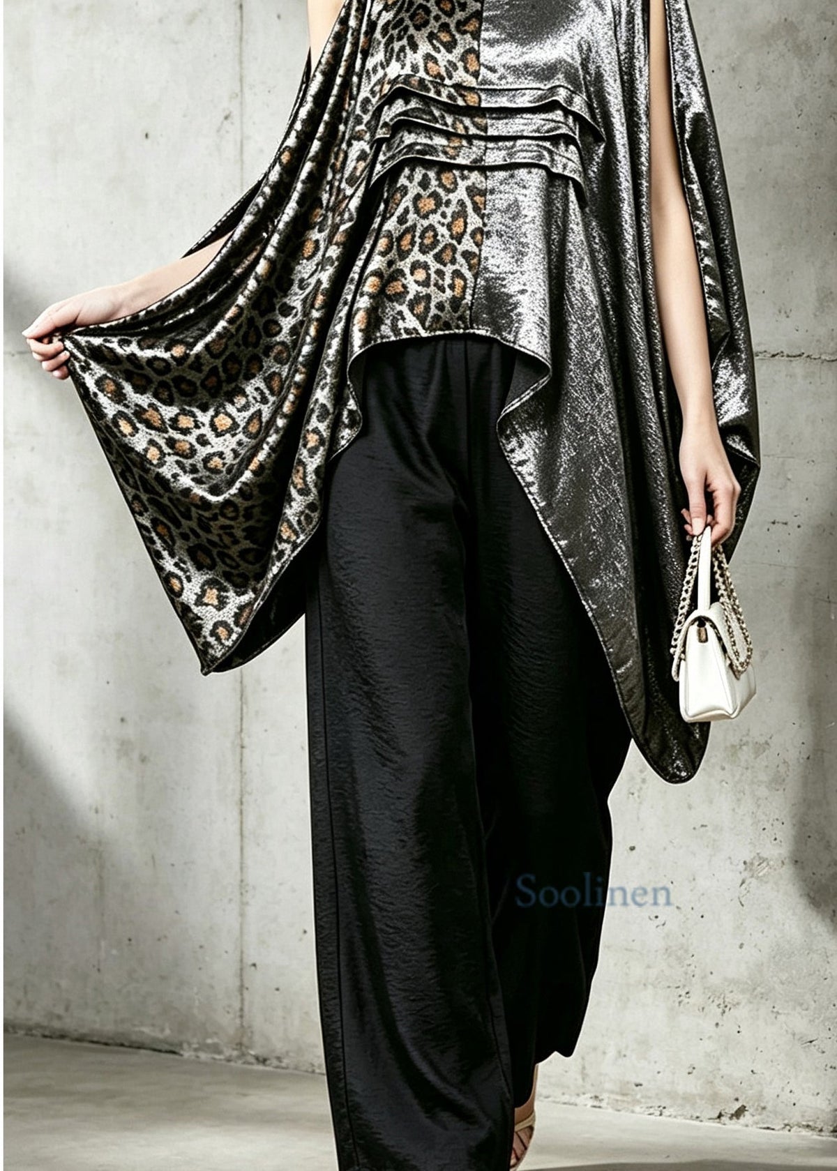Women Leopard PatchworkO-Neck Asymmetrical  Blouse Top Fall