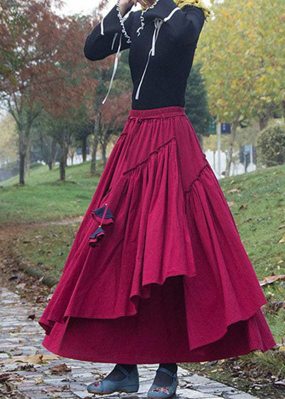 Mulberry Damen Asymmetrische Röcke mit Kordelzug Frühling