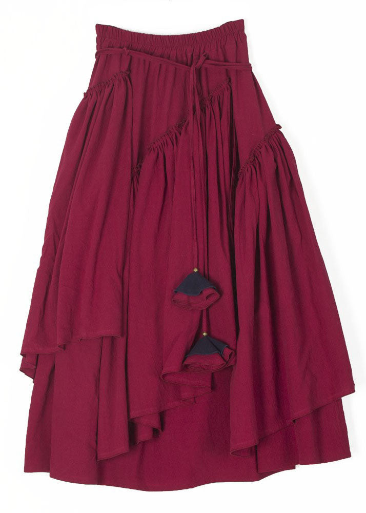 Mulberry Damen Asymmetrische Röcke mit Kordelzug Frühling