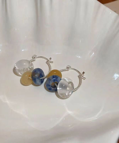 Pendientes de aro con gemas de cobre y cristal multicolor para mujer