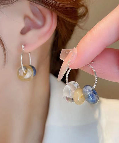 Pendientes de aro con gemas de cobre y cristal multicolor para mujer