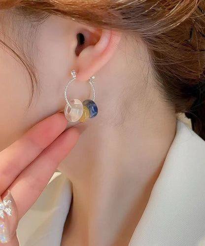 Pendientes de aro con gemas de cobre y cristal multicolor para mujer