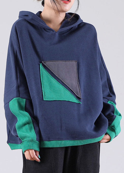 Frauen Navy Mit Kapuze Taschen Warme Fleece Sweatshirts Top Winter