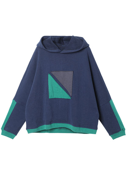 Frauen Navy Mit Kapuze Taschen Warme Fleece Sweatshirts Top Winter