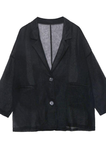 Women Notched pockets clothes For Women Tops black tops - SooLinen