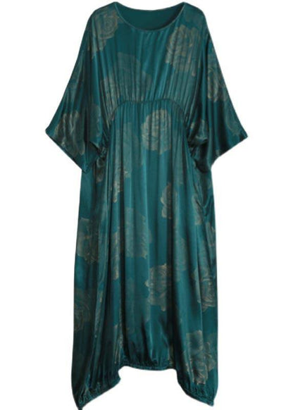 Women O Neck Cinched Spring Dresses Lnspiration Black Print Traveling Dress - SooLinen