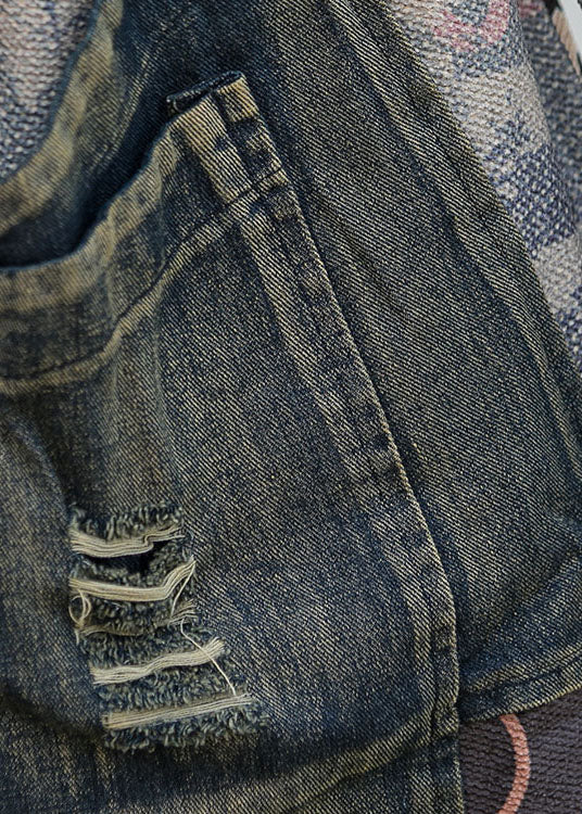 Damen O-Ausschnitt Patchwork Asymmetrisches Design Print Herbst Strick Langarm Top