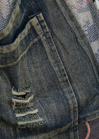 Damen O-Ausschnitt Patchwork Asymmetrisches Design Print Herbst Strick Langarm Top