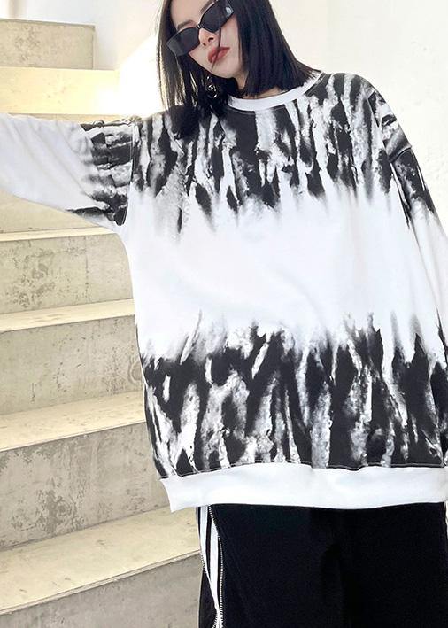 Women O Neck Spring Tops Women Design White Print Blouses - SooLinen