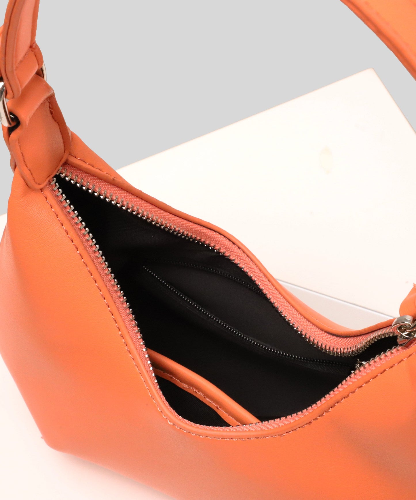 Women Orange Solid Durable Faux Leather Hobo Bag