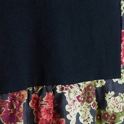 Frauen Patchwork Kleid Dame Mode Blumendruck Kleider