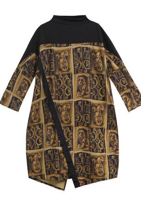 Women Patchwork Spring Dresses Fabrics Retro Loose Dress - SooLinen