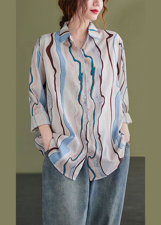 Frauen PeterPan Kragen Button Print Herbst Tops Langarm